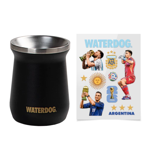 Mate térmico Waterdog Zoilo 240 ml - Edición Mundial + Stickers Selección Argentina