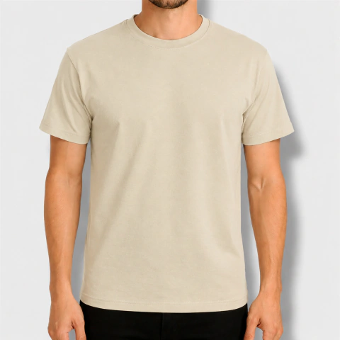 REMERA BEIGE ALGODON PEINADO 24.1
