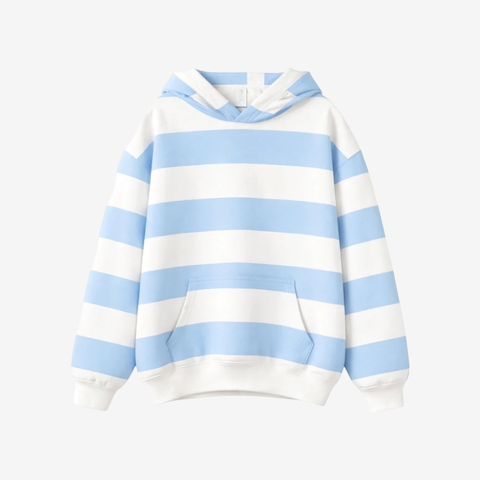 BUZO CANGURO OVERSIZE DE OUTLET RAYADO FRISADO