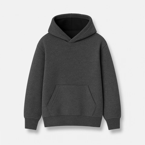 BUZO CANGURO OVERSIZE GRIS TOPO JASPEADO FRISA INVISIBLE PREMIUM