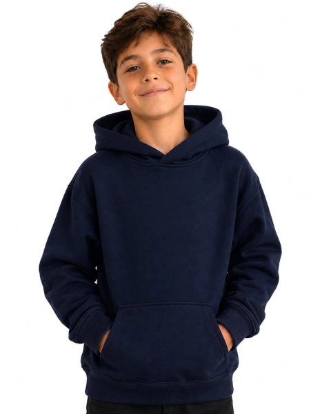 BUZO CANGURO DE NIÑO AZUL MARINO FRISA INVISIBLE PREMIUM