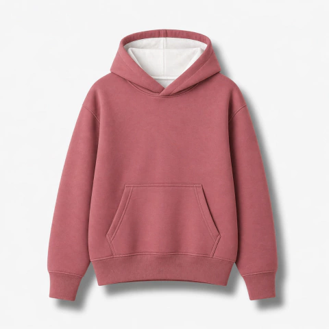 BUZO CANGURO OVERSIZE ROSA VIEJO FRISA INVISIBLE PREMIUM