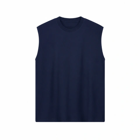 MUSCULOSA OVERSIZE AZUL MARINO ALGODÓN PEINADO