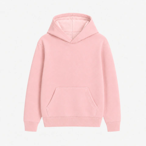 BUZO CANGURO ROSA BEBE OVERSIZE FRISA INVISIBLE
