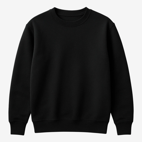 BUZO RUSTICO CUELLO REDONDO NEGRO ALGODON