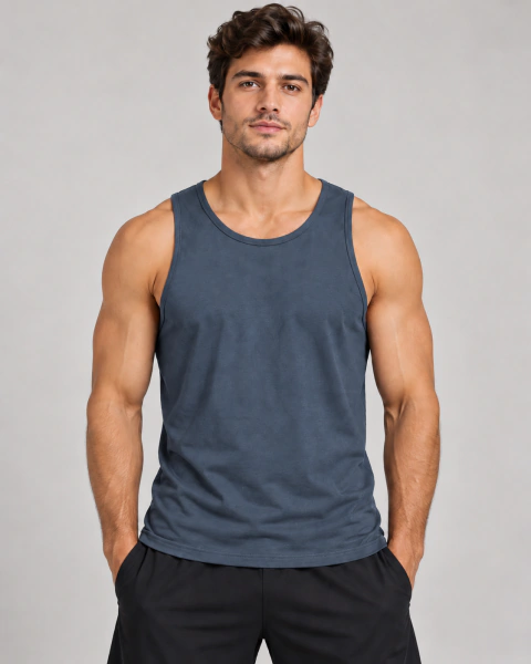 MUSCULOSA GRIS PLOMO CORTE GYM PEINADO 24.1