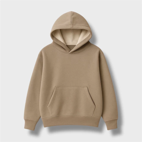 BUZO CANGURO BEIGE OSCURO OVERSIZE FRISA INVISIBLE PREMIUM
