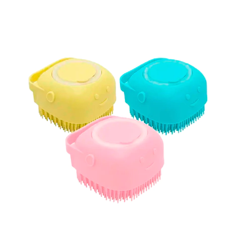 Cepillo especial para baño. Con compartimento para jabón y cerdas de silicona