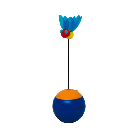Juguete interactivo para gato, con movimientogiratorio, luces y dispensador de comida. Funciona con pilas AAA
