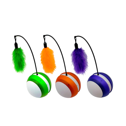 Juguete interactivo para gato, con movimiento aleatorio, luces y sonido. Funciona con pilas AAA