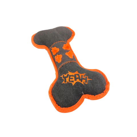 Juguete hueso de tela resistente, relleno vellón