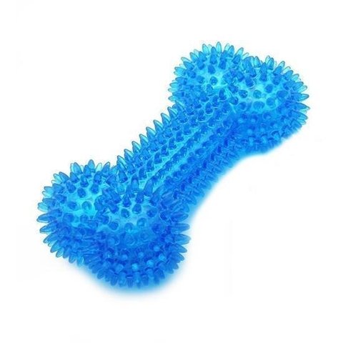 Hueso de silicona con púas y sonido para perros
