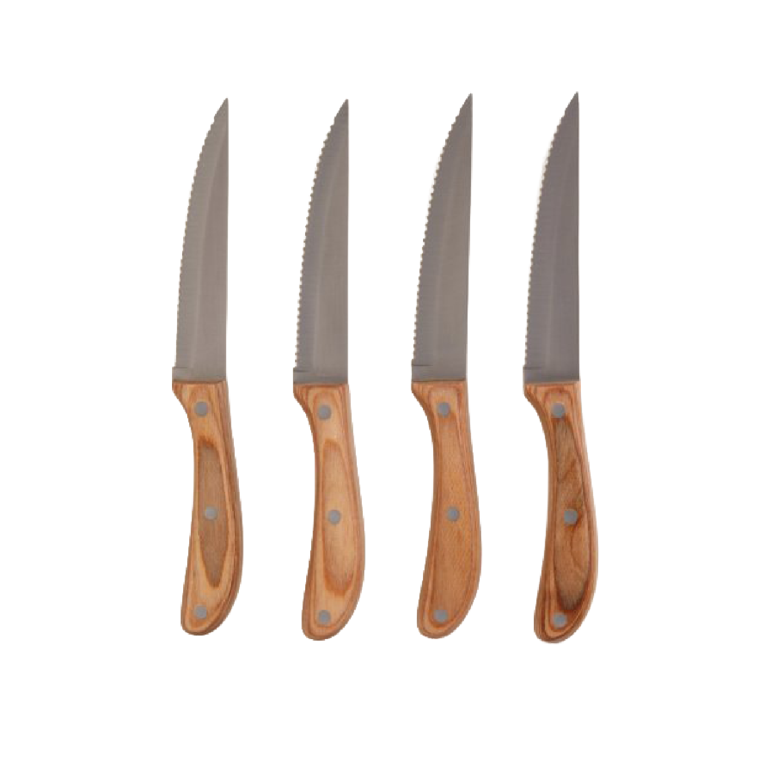 SET X 4 CUCHILLOS DE CARNE ACERO Y ACACIA 22 CM CON BOOK