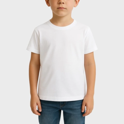 [RY-REMERABLANCADENINO] REMERA BLANCA DE NIÑO ALGODÓN PEINADO 24.1