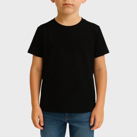 [RY-REMERANEGRADENINOA] REMERA NEGRA DE NIÑO ALGODÓN PEINADO