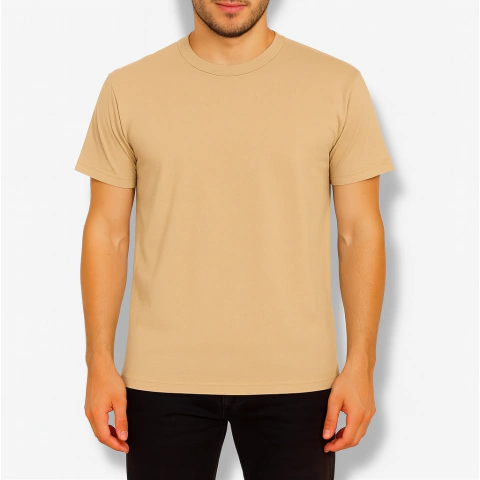 [RY-REMERABEIGEFUERTEA] REMERA BEIGE FUERTE ALGODÓN PEINADO