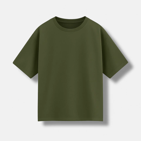 [RY-REMERAVERDEMILITAR-1] REMERA VERDE MILITAR OVERSIZE ALGODÓN PEINADO