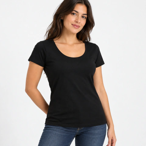[RY-REMERANEGRAMUJERPE-1] REMERA NEGRA MUJER PEINADO NUEVA MOLDERIA CON TAPA COSTURA