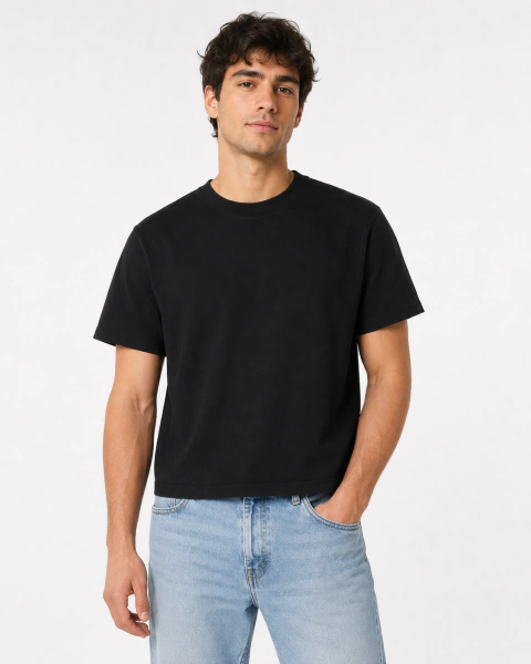 [RY-REMERABOXYFITNEGRA] REMERA BOXY FIT NEGRA ALGODÓN PEINADO 24.1