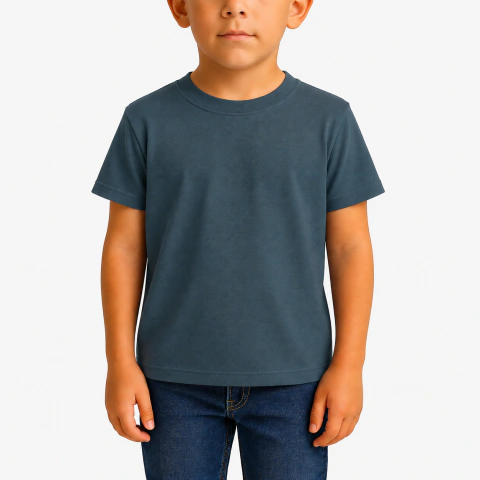 [RY-REMERAGRISTOPOTIPO-2] REMERA GRIS TOPO TIPO PETROELO NIÑO ALGODÓN PEINADO