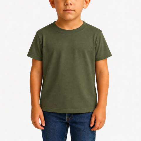 [RY-REMERADENINOVERDEM] REMERA DE NIÑO VERDE MILITAR ALGODÓN PEINADO
