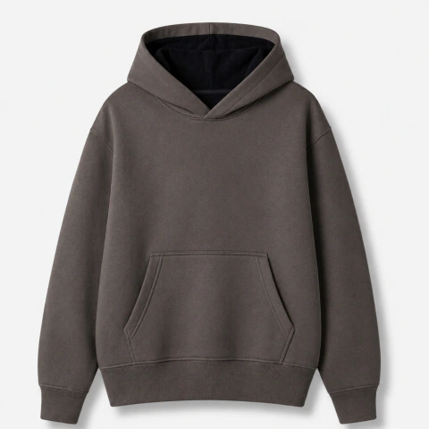 [RY-BUZOCANGUROOVERSIZ-1] BUZO CANGURO OVERSIZE GRIS CEMENTO FRISA INVISIBLE PREMIUM
