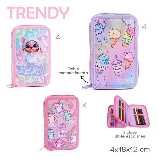 [LN-34408] CARTUCHERA C/UTILES TRENDY 53834