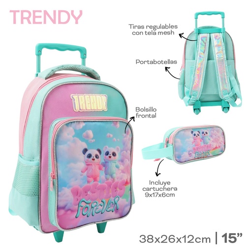 [LN-34194] MOCHILA CARRO C/CARTUCHERA TRENDY 28772