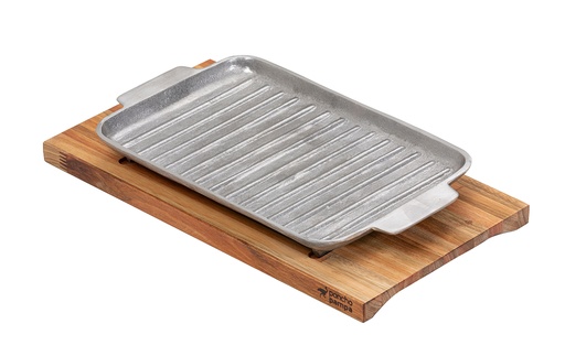 [IM-P1102310] Bifera de Aluminio c/Base de Madera Poncho Pampa
