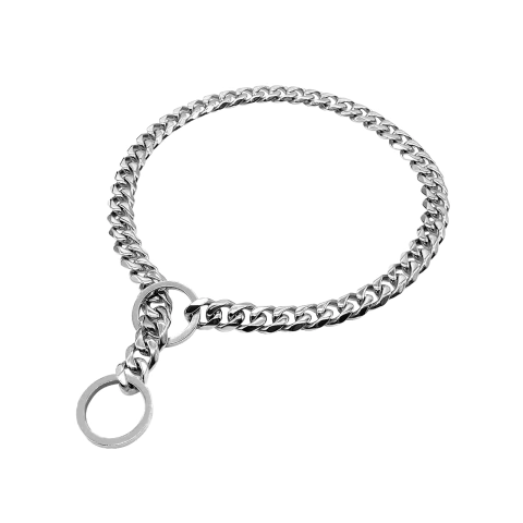 [RA-P35525] Collar de ahorque eslabón plano, soldados, cromado.