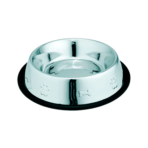 [RA-P4101] Comedero de acero inoxidable con base antideslizante. Con grabado relieve.