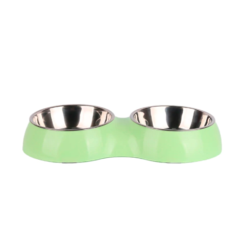 [RA-P122] Comedero doble plástico y acero inoxidable.