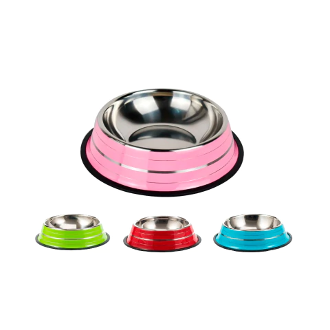 [RA-P4401] Comedero de acero inoxidable color diseño "lineas horizontales".