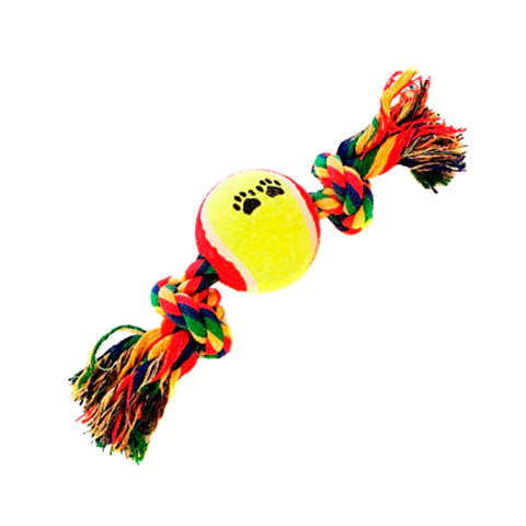 [RA-P040] Soga con pelota tennis para perro algodón 24 cm