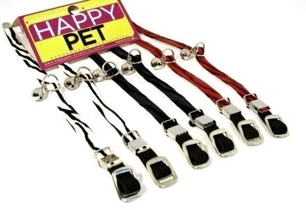 [HP-2513] Collar Gato cuerina con elastico 30 cm con Cascabel por 6 unidades