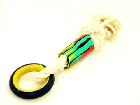 [HP-913] Tirador con aro mordillo de caucho macizo para perros