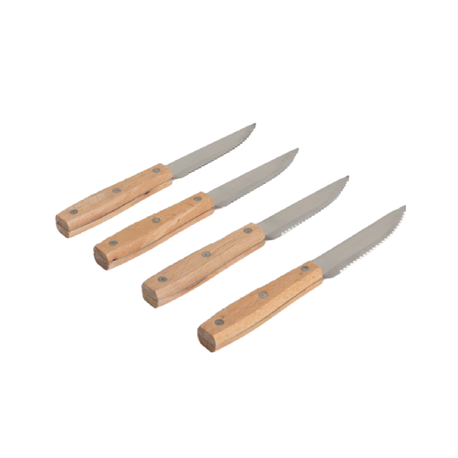 [UA-MAC46673] SET X 4 CUCHILLOS DE ASADO MANGO MADERA 23 CM