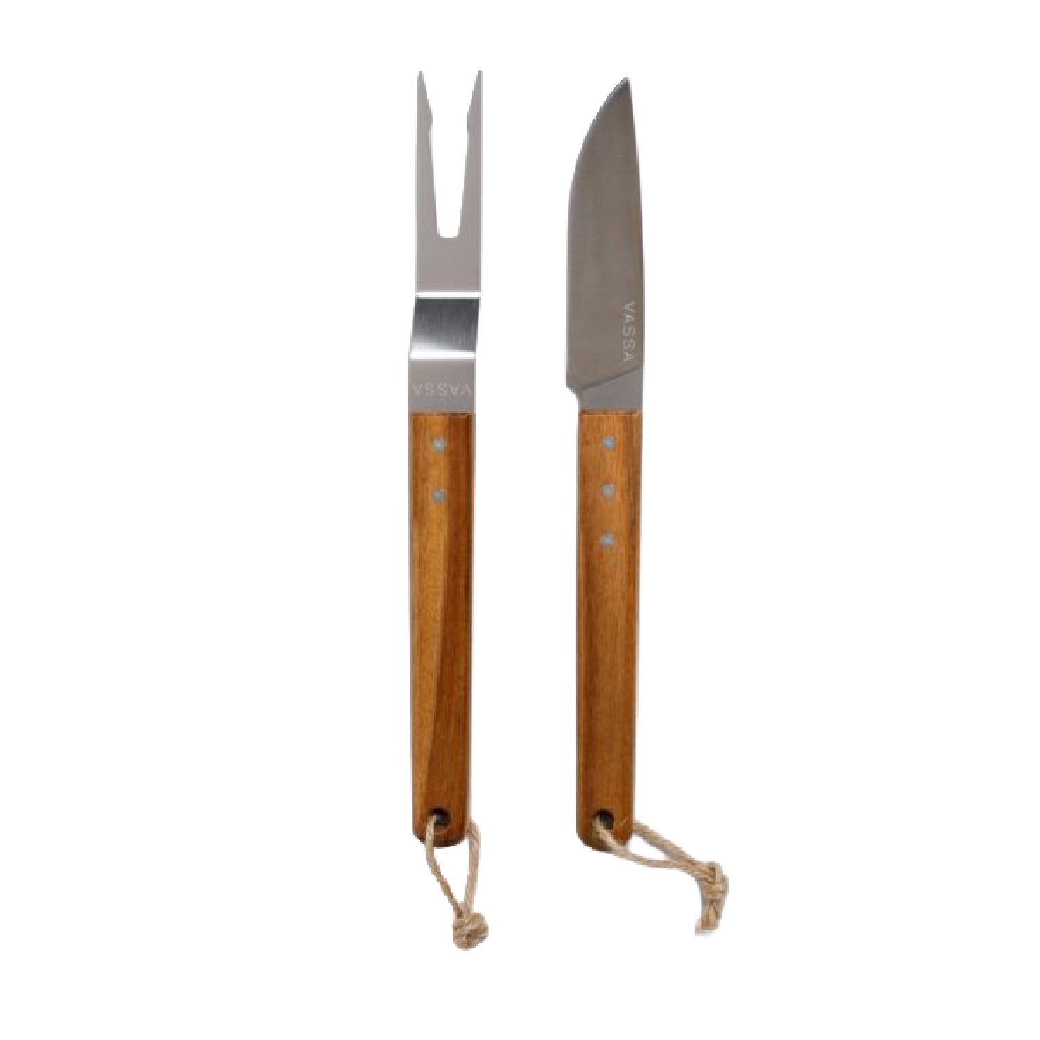 [UA-MAC28215] SET DE ASADO DE ACERO INOXIDABLE Y MADERA DE ACACIA VASSA